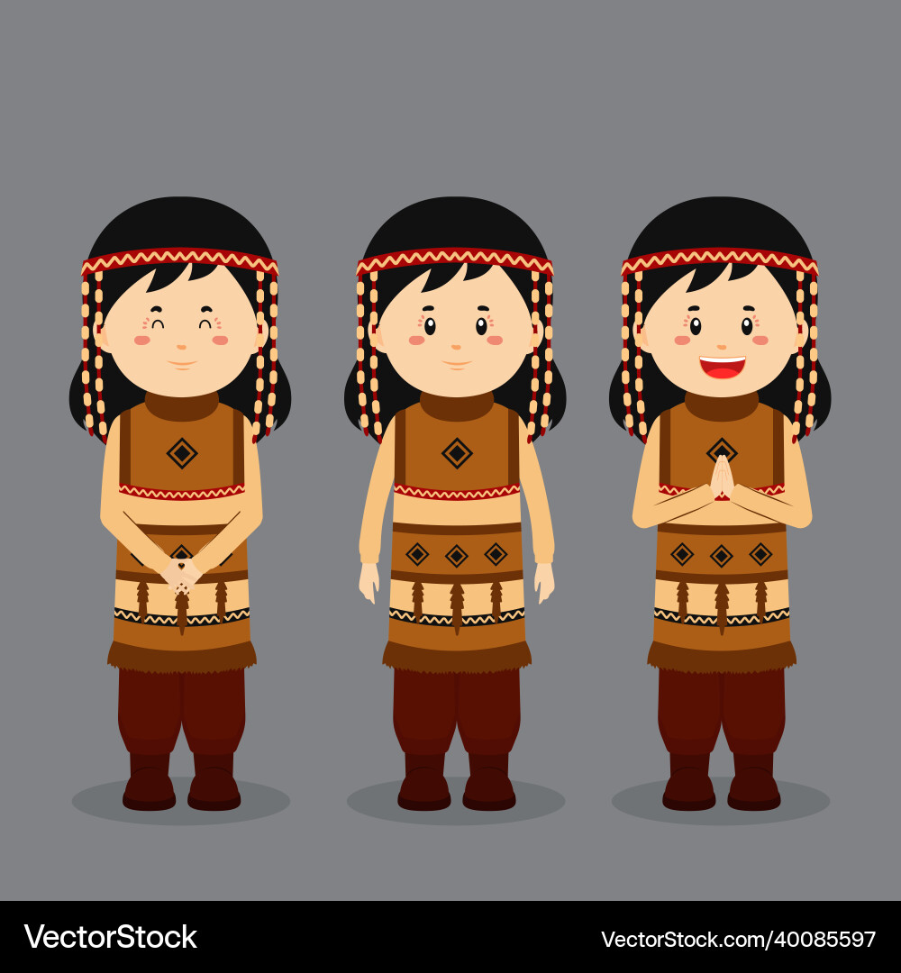 Aleuts character with various expression Vector Image