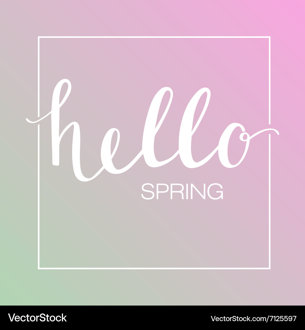 Calligraphic text hello spring on blured Vector Image
