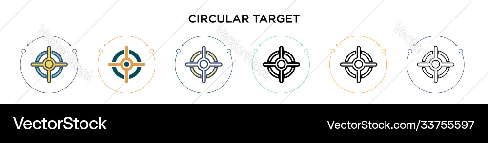 Circular target icon in filled thin line outline Vector Image