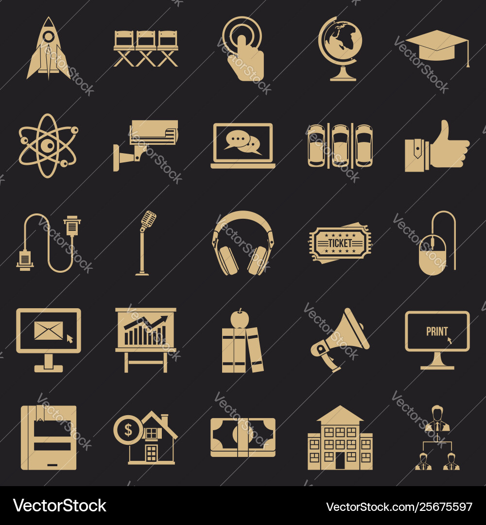 Commune icons set simple style Commune icons set simple style vector image