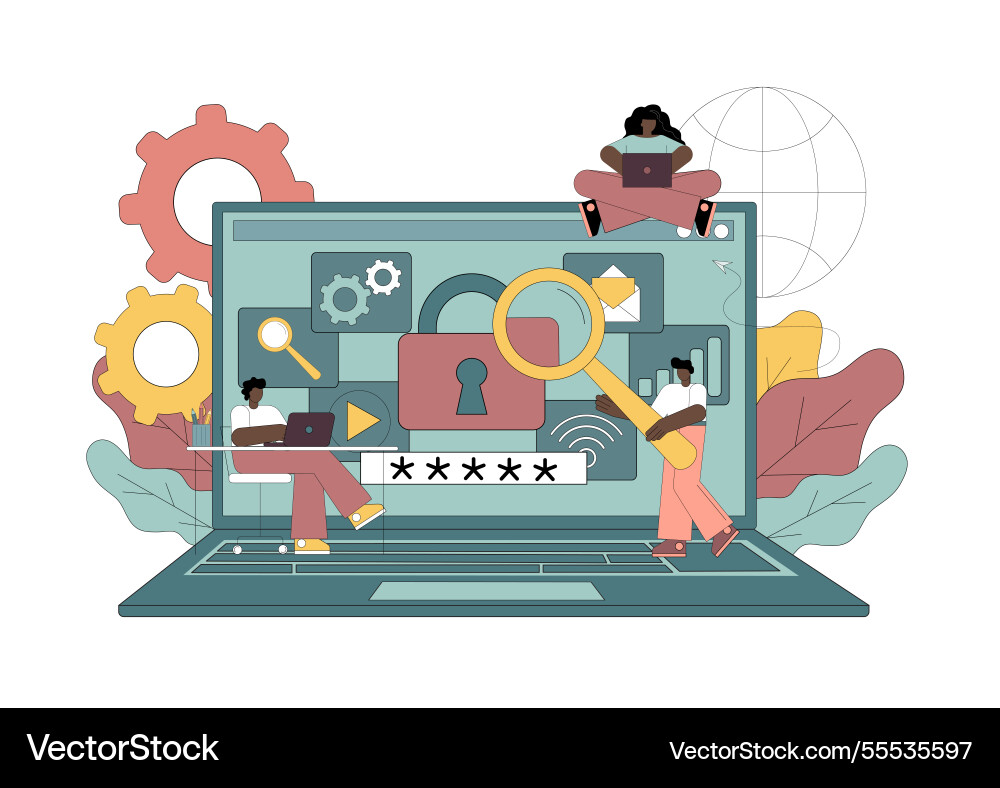 Computer data protection concept for web page Computer data protection concept for web page vector image