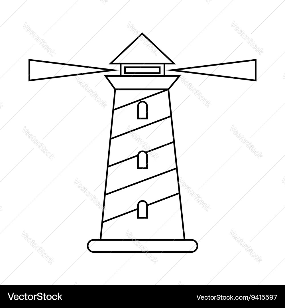Lighthouse icon in outline style Vector Image