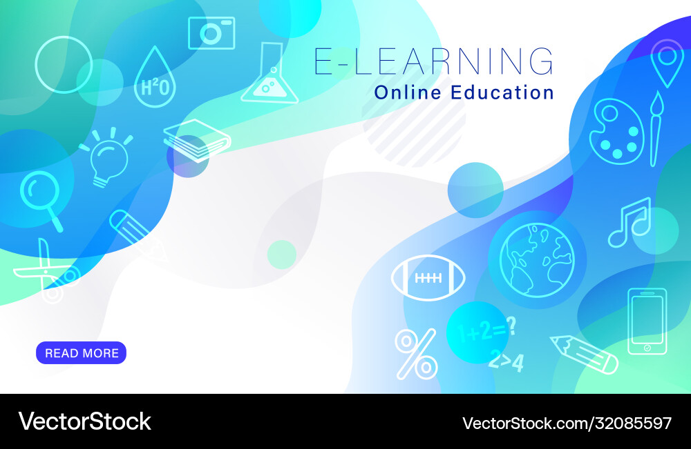 Modern E-Learning Background with Line Icons vector image