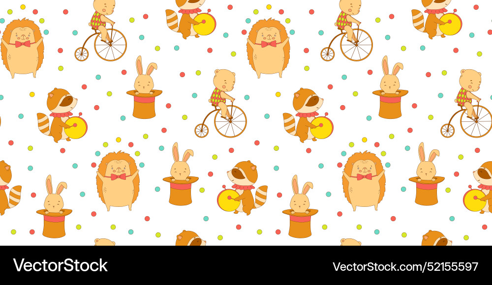 Seamless pattern with cute circus animals Vector Image