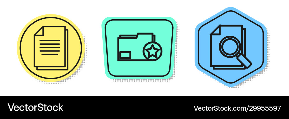 Set line document folder with star Vector Image