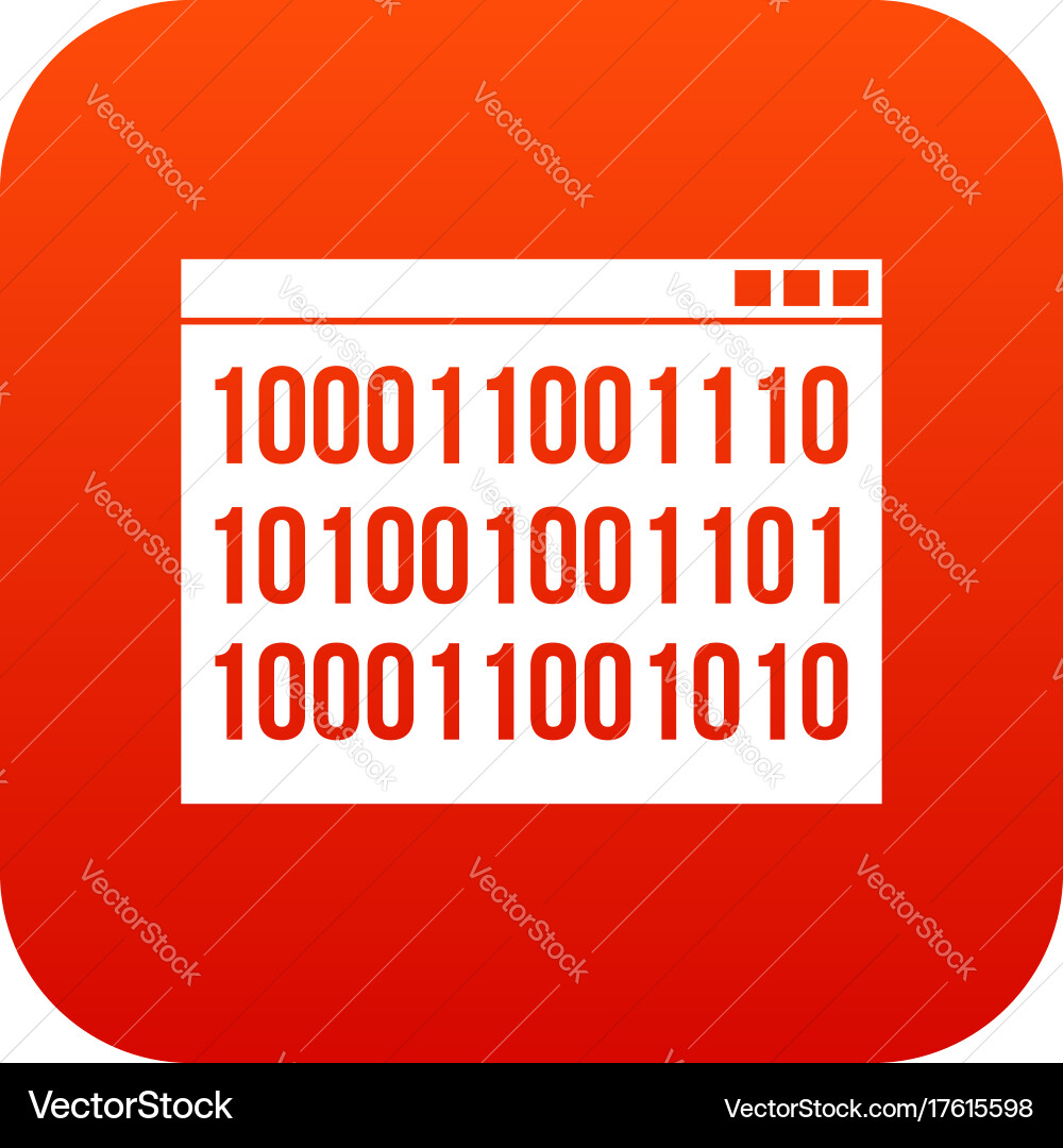 Binary code icon digital red vector image