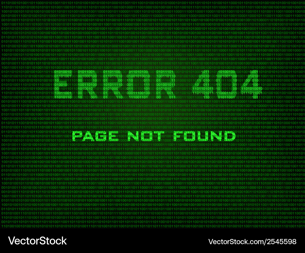 Binary Error 404 Page Vector Image