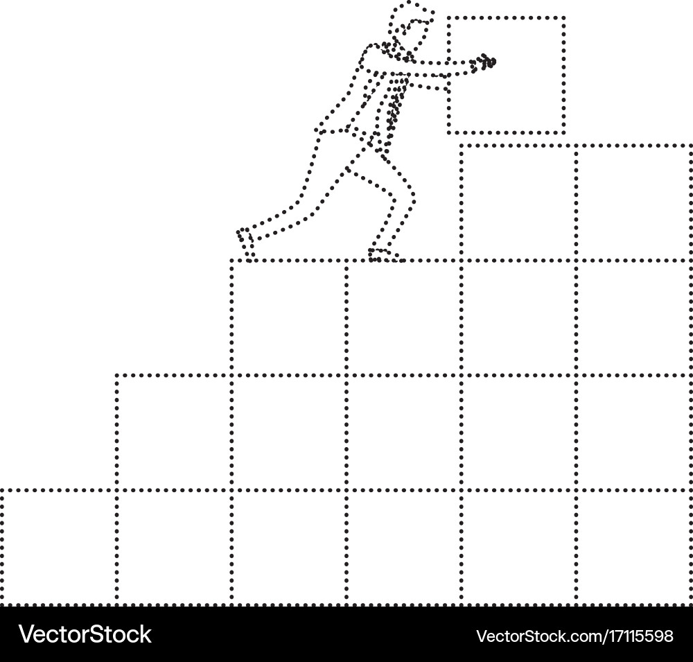 Businessman pushing a block in structure of bricks Vector Image