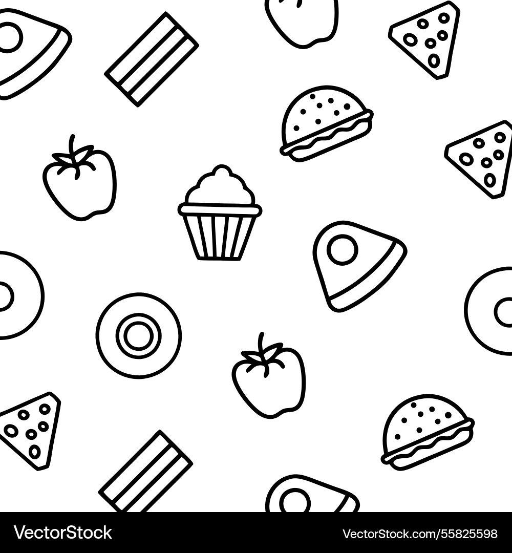 Different food pattern background Vector Image