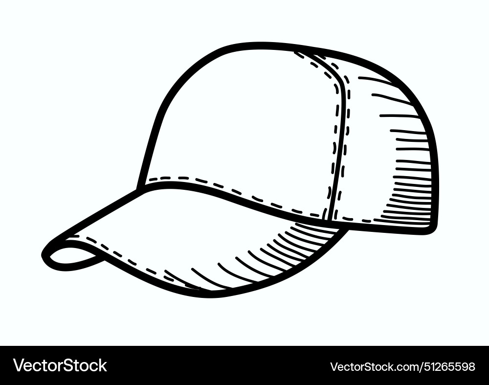 Doodle line art baseball hat vector image