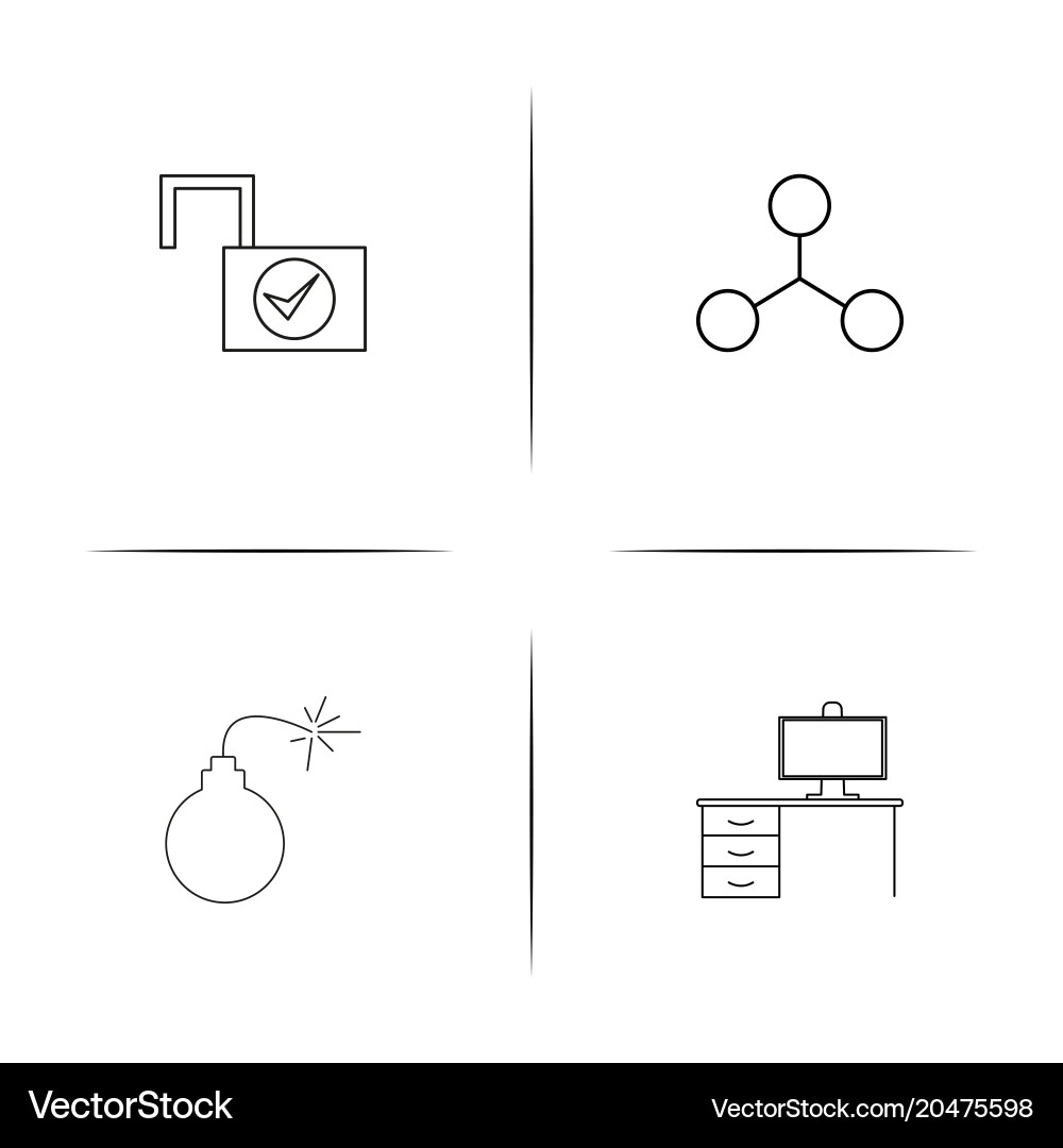 Internet security simple linear icons set Vector Image