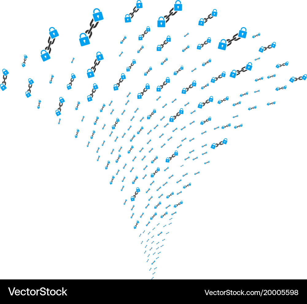 Lock blockchain fountain stream Vector Image