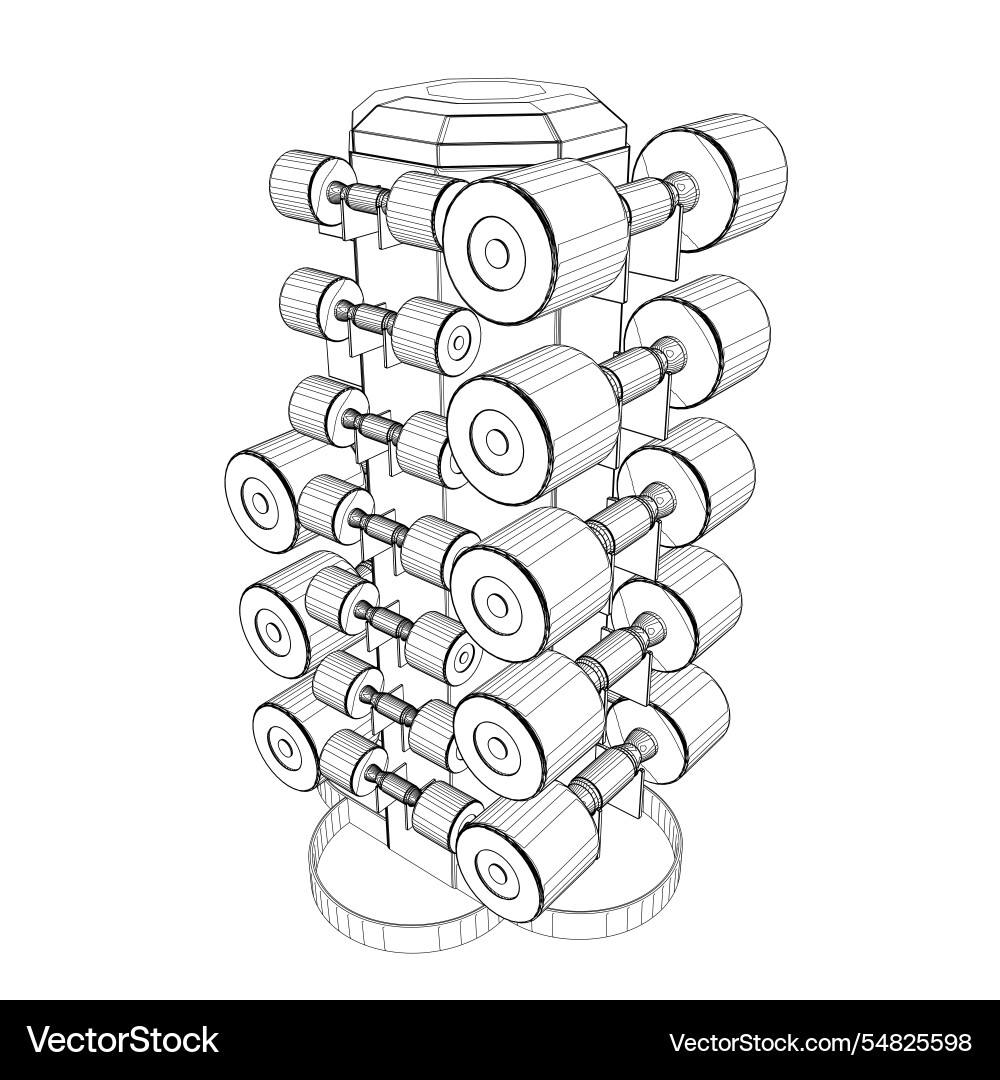 Outline of a set dumbbells different sizes Outline of a set dumbbells different sizes vector image