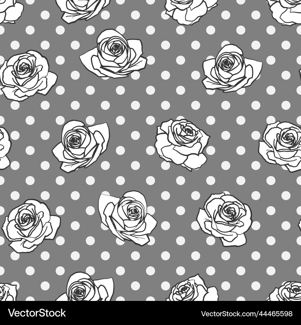 Seamless pattern background with grayscale roses Vector Image