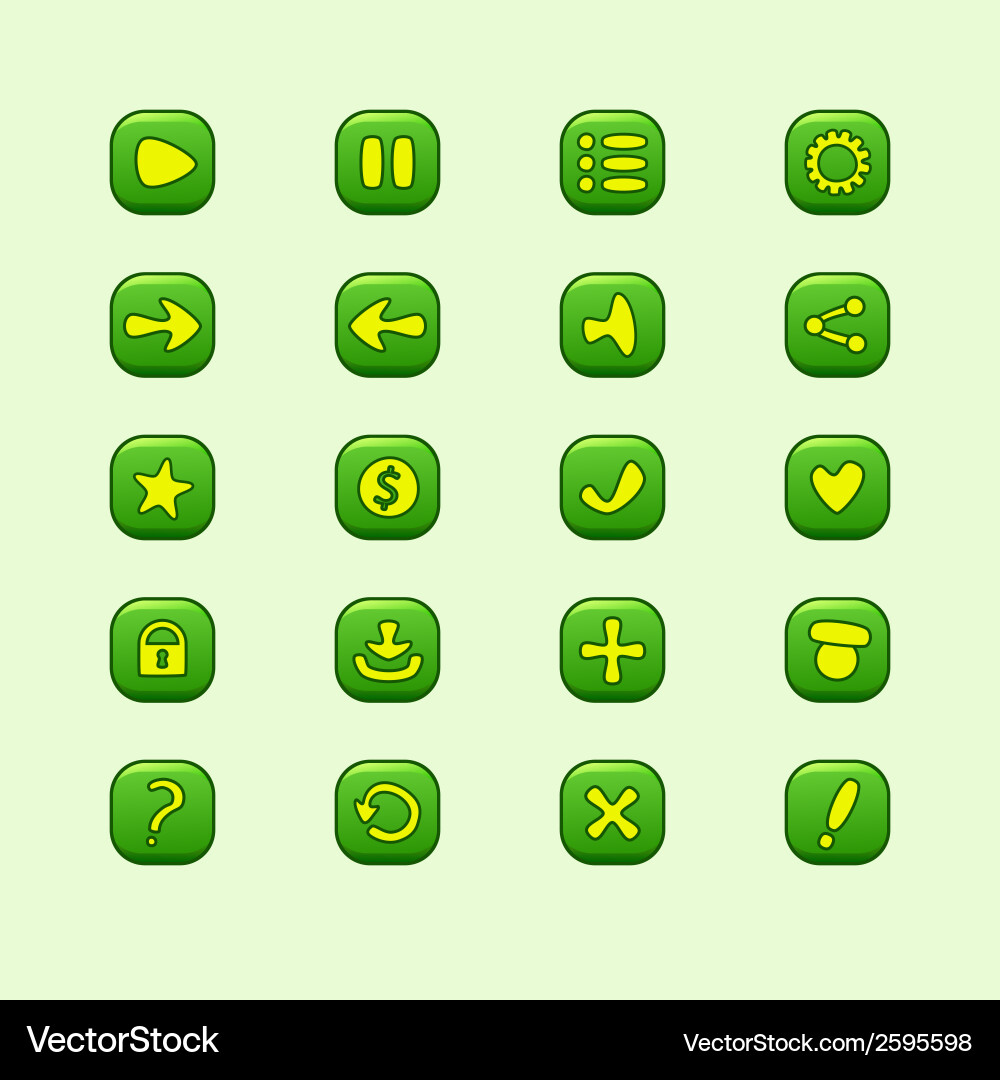 Set of mobile green elements for ui game design Vector Image