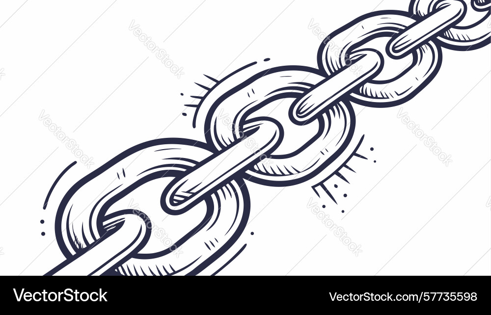 Two interconnected chain links simple strength Vector Image
