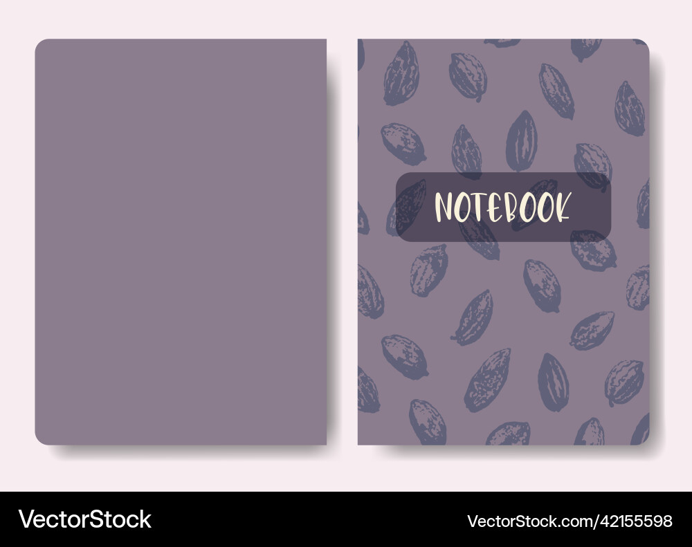 Violet cocoa beans template for notebook Vector Image