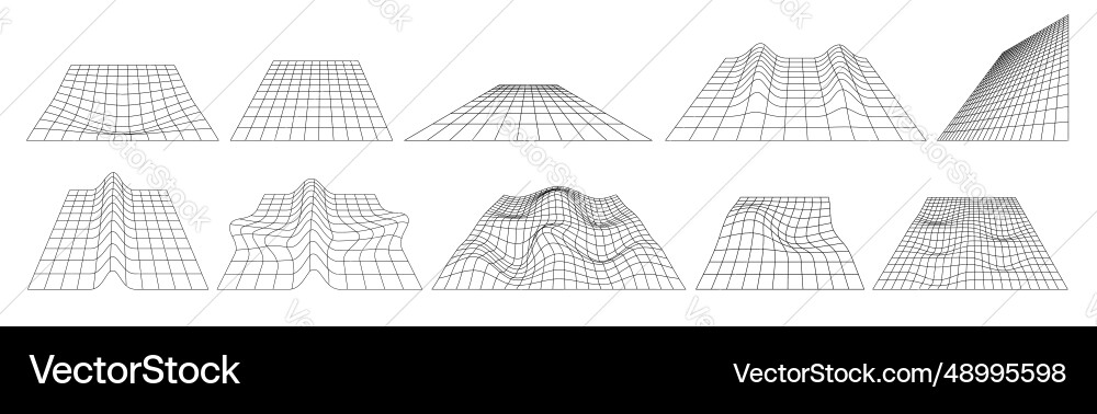 Wireframe perspective grids set of retro Wireframe perspective grids set of retro vector image
