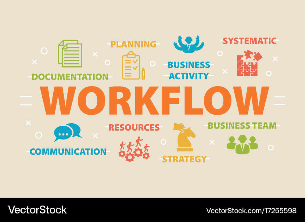 Workflow Management with Icons vector image