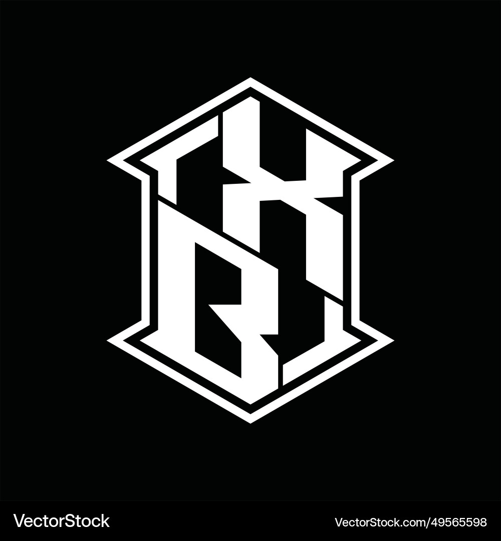 Xb logo monogram hexagon shield shape up and down Xb logo monogram hexagon shield shape up and down Vector Image