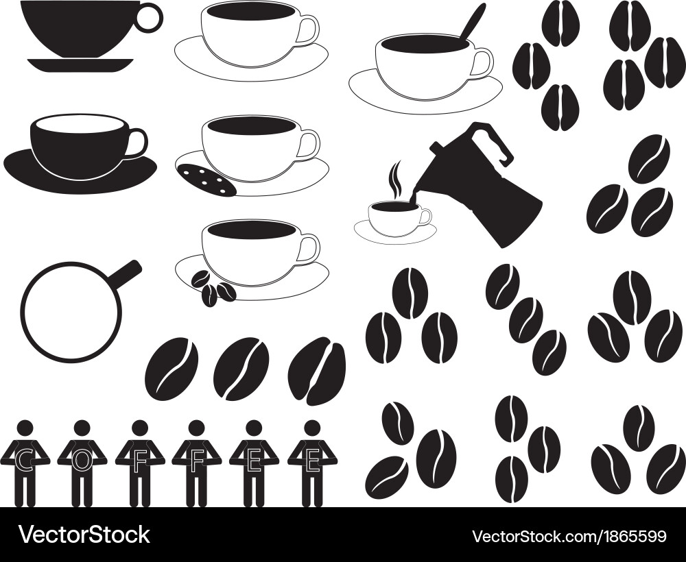 Coffee cups and beans Royalty Free Vector Image