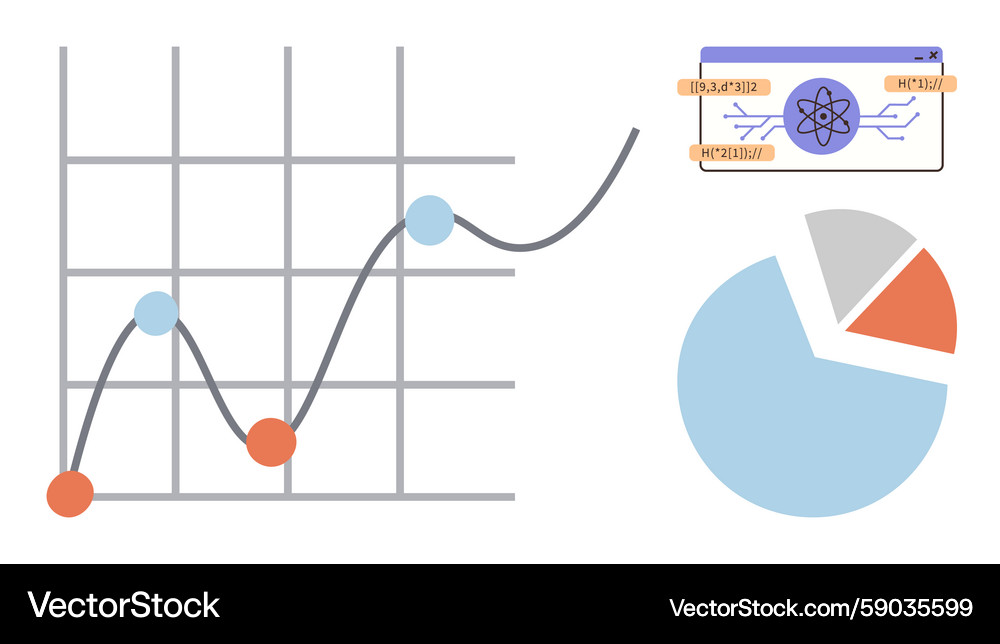 Data trends analysis with graph pie chart and Data trends analysis with graph pie chart and Vector Image