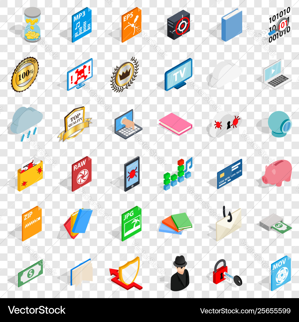 Document icons set isometric style vector image