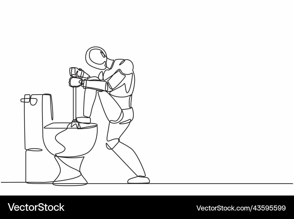 Einzelne durchgehende Linie Zeichnung Roboter fix Sanitär Einzelne durchgehende Linie Zeichnung Roboter fix Sanitär vektorbild