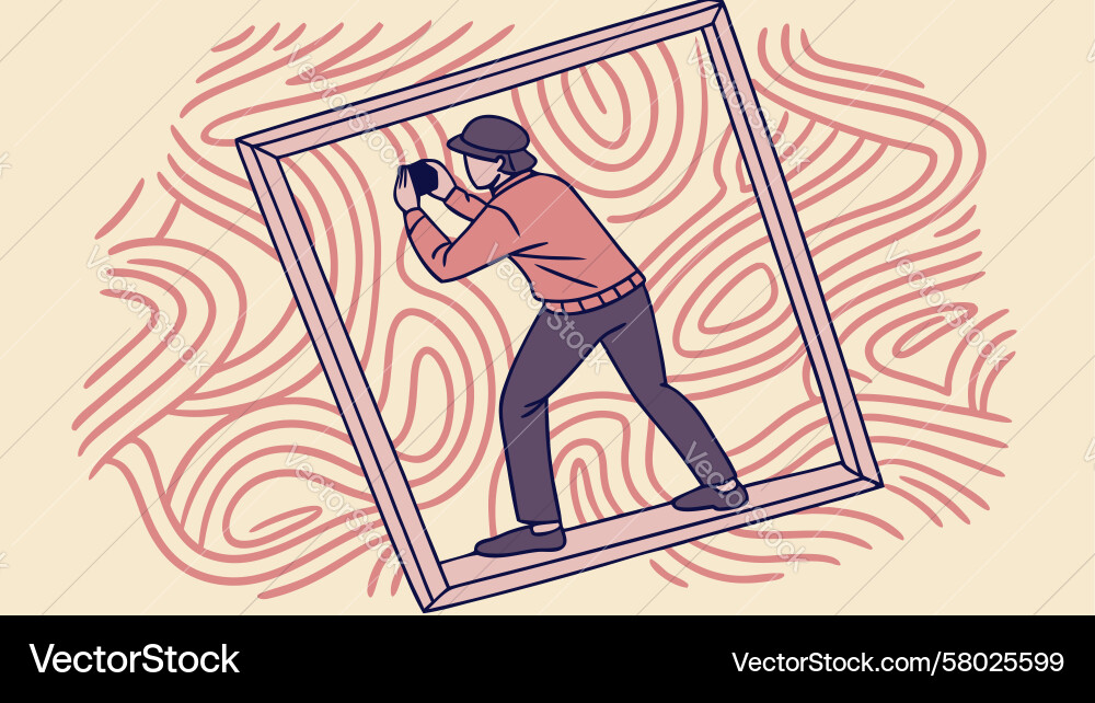 Emerging from a Frame Vector Image
