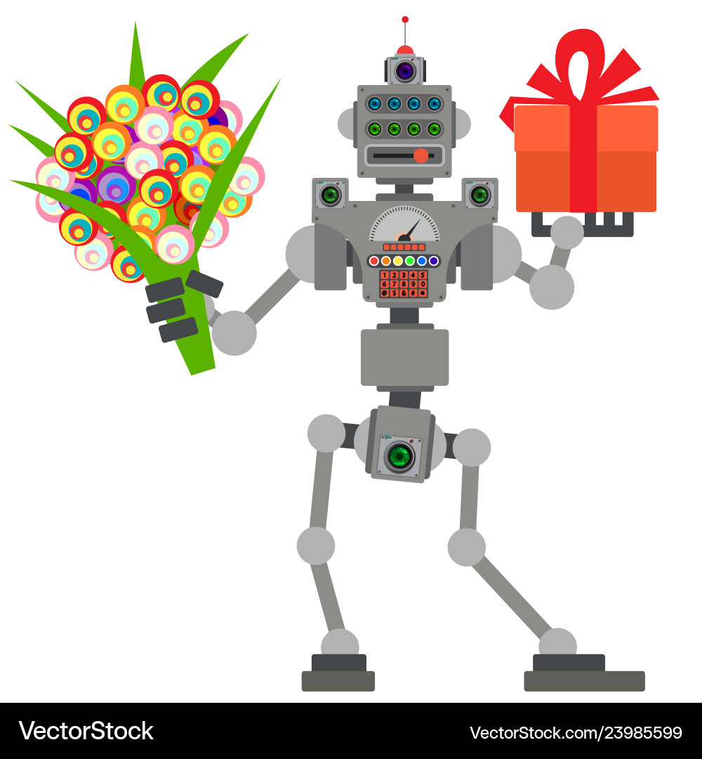 Humanoid robot electronic computer device Vector Image