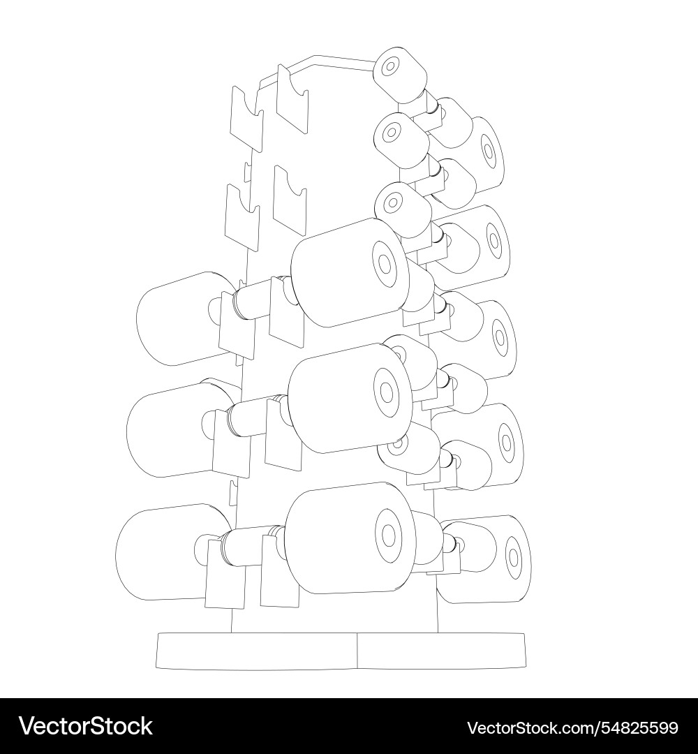 Outline of a set dumbbells different sizes Outline of a set dumbbells different sizes vector image