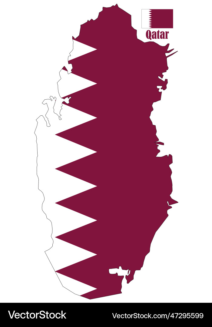Qatar map and flag Qatar map and flag Vector Image