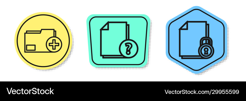 Set line add new folder unknown document Vector Image