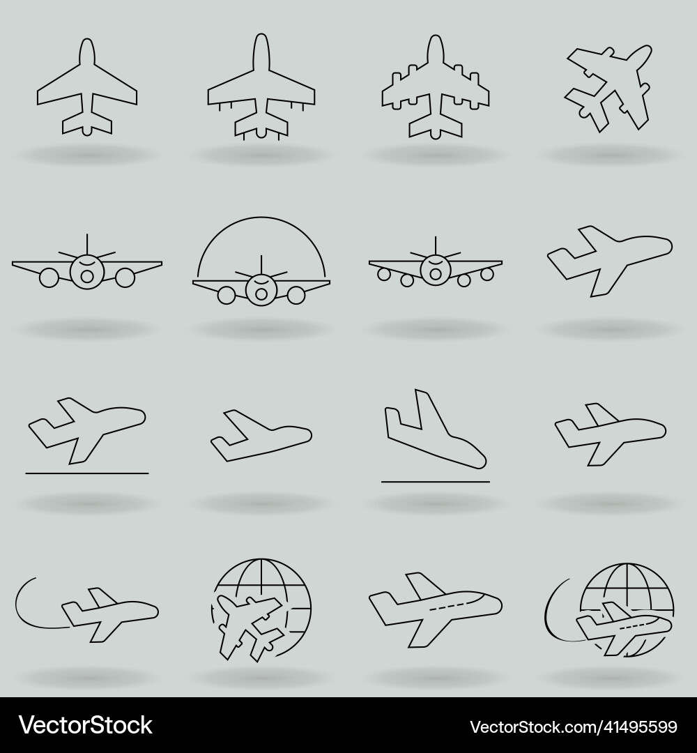 Set of plane line icon it contains symbols Vector Image