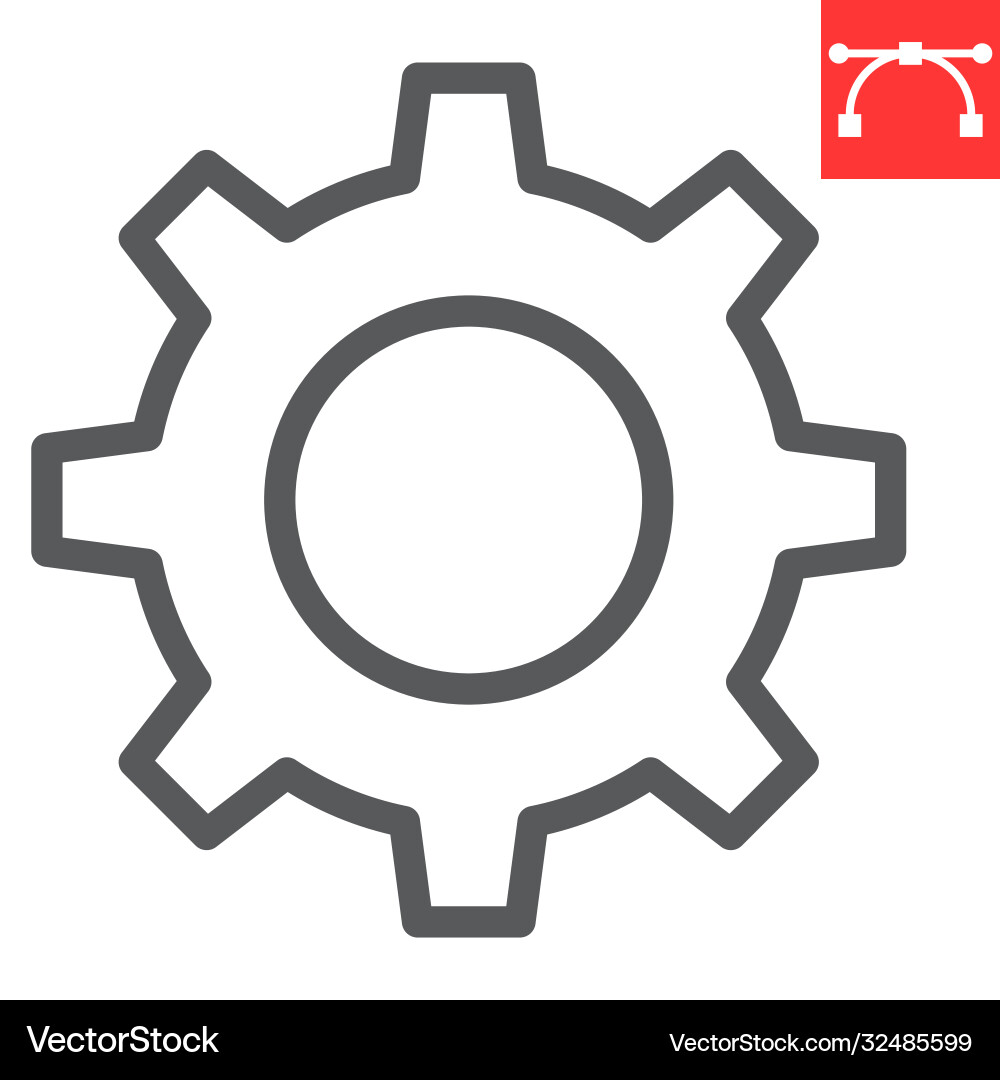 Settings line icon ui and button cogwheel sign Settings line icon ui and button cogwheel sign Vector Image