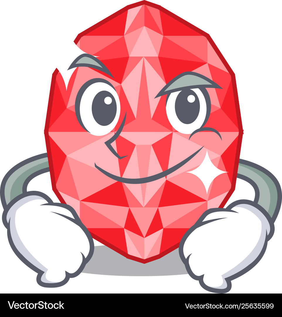 Smirking ruby gems isolated with character Vector Image