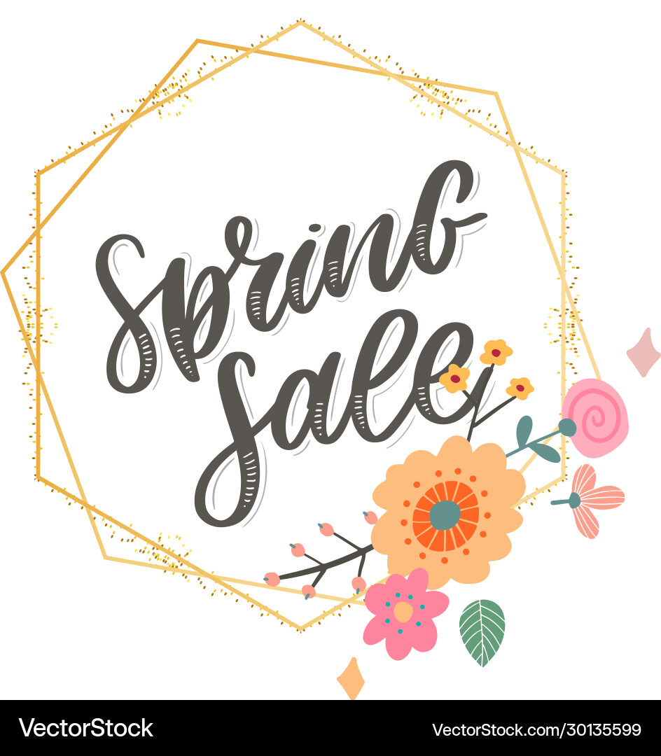 Spring sale word hanging on leaves with strings Spring sale word hanging on leaves with strings vector image
