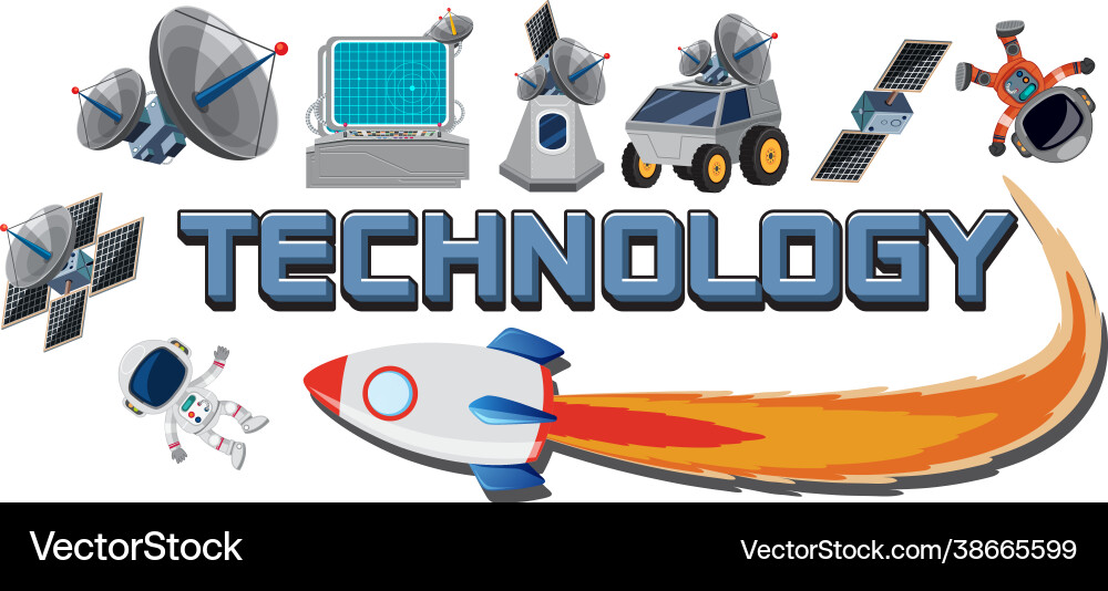Technology text icon with elements Vector Image