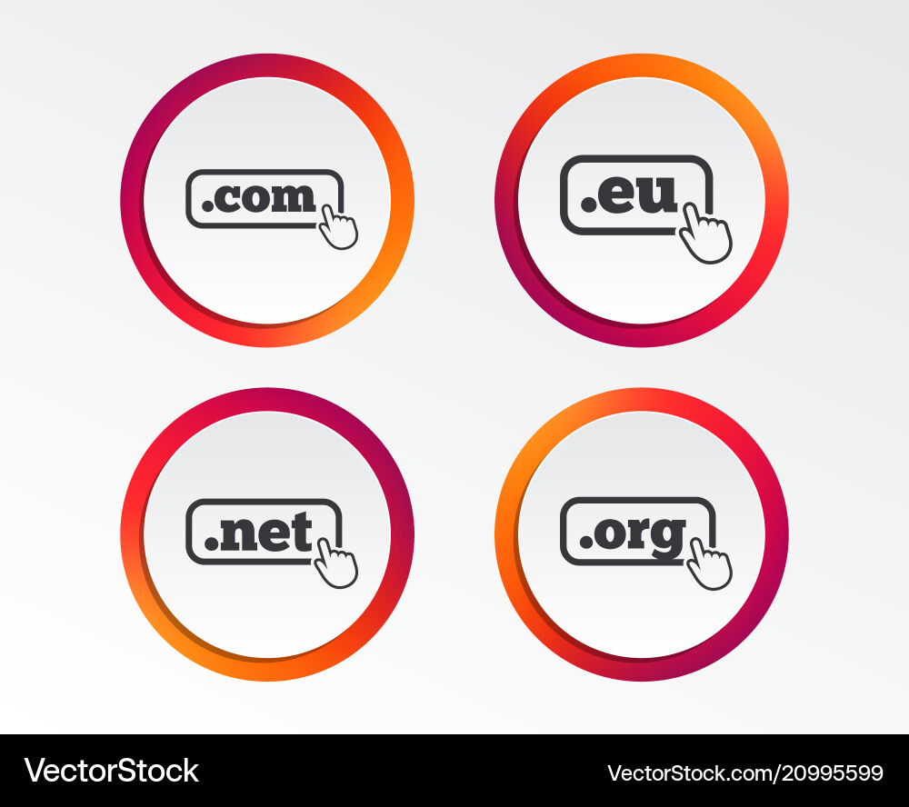 Top-level domains signs com eu net and org Vector Image