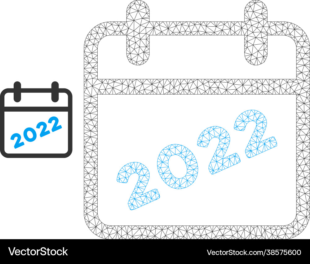 2022 calendar page mesh network model Vector Image