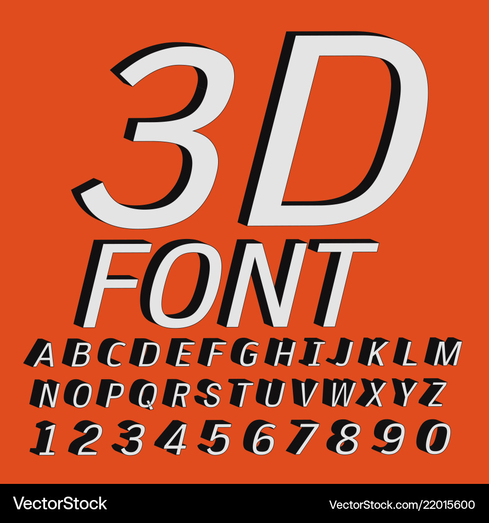 3d font letters and numbers Vector Image