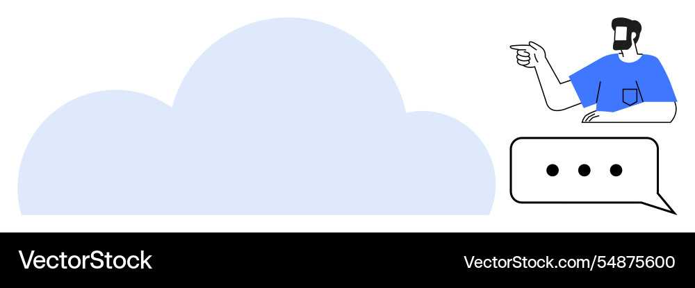 Cloud computing concept with man pointing Cloud computing concept with man pointing vector image