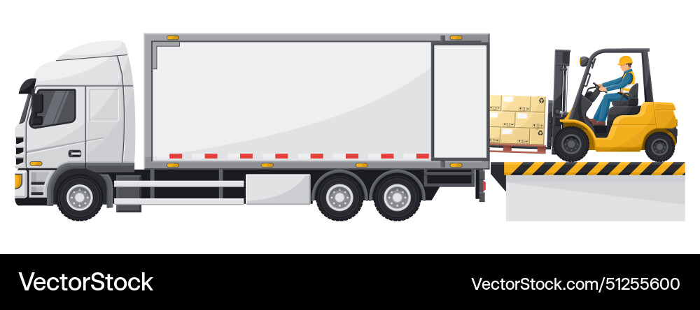 Forklift loading a pallet with boxes Vector Image