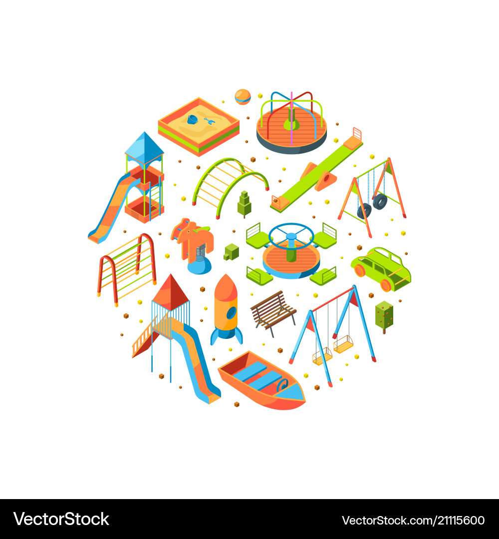 Isometric playground objects vector image