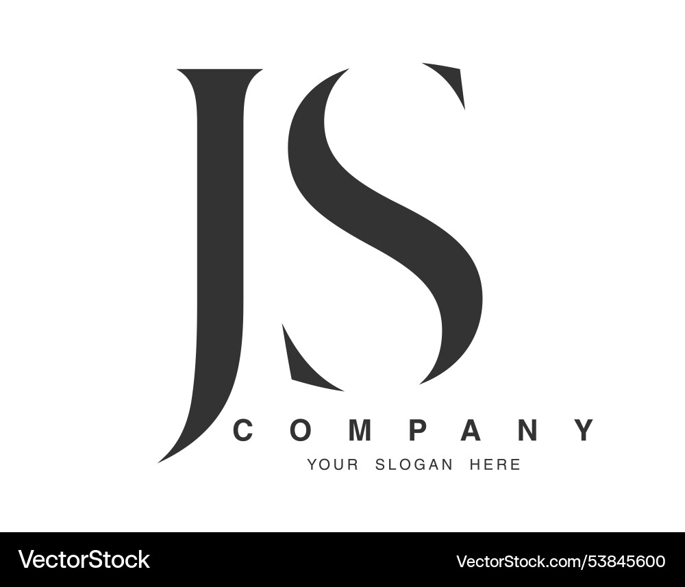 Js logo design initial letter j and s serif font Vector Image