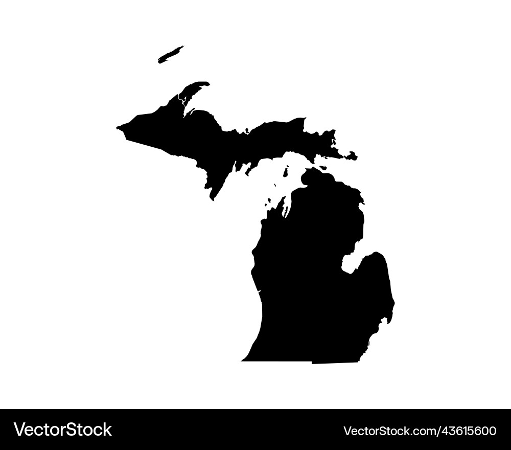 Michigan State Map - Black & White Vector Image