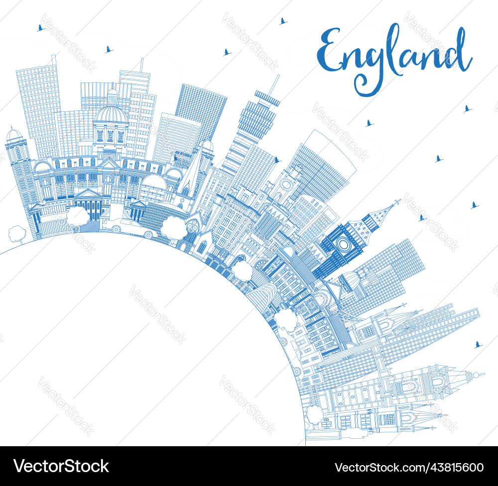 Outline england Stadt Skyline mit blauen Gebäuden Outline england Stadt Skyline mit blauen Gebäuden vektorbild