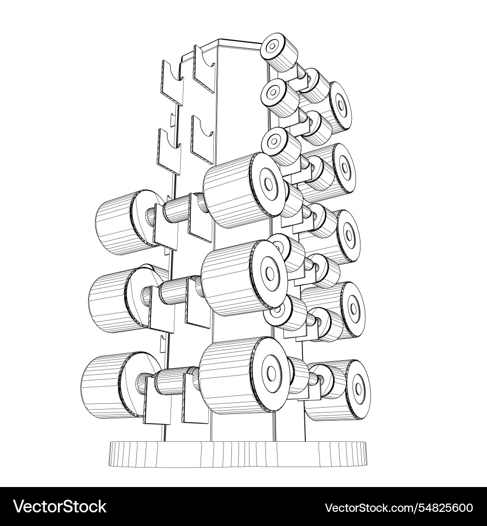 Outline of a set dumbbells different sizes Outline of a set dumbbells different sizes vector image