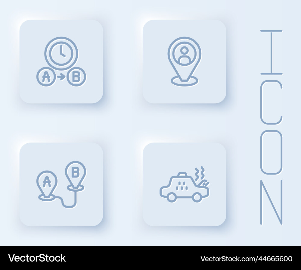 Set line taxi waiting time client route location Set line taxi waiting time client route location Vector Image