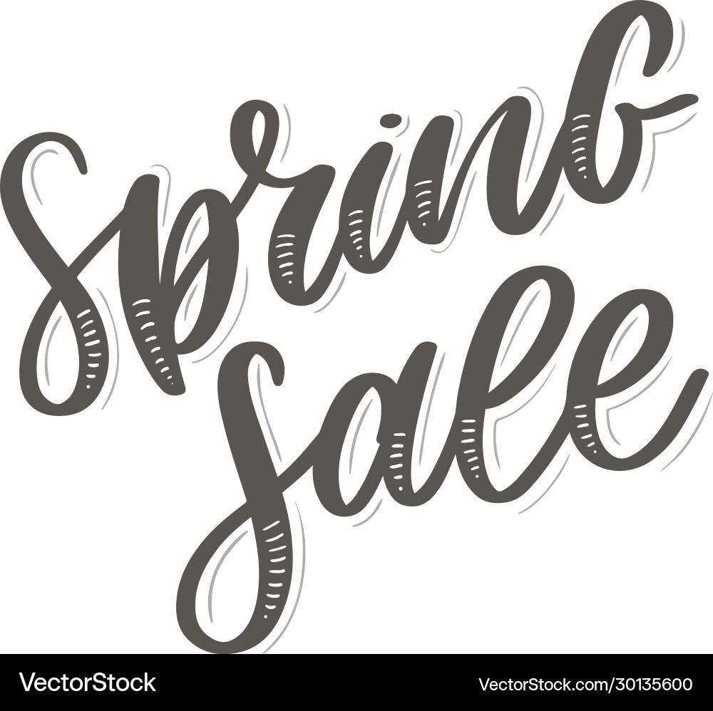 Spring sale word hanging on leaves with strings Vector Image